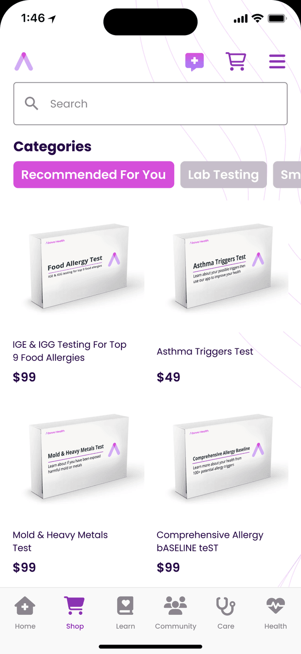 Lab test results mobile app